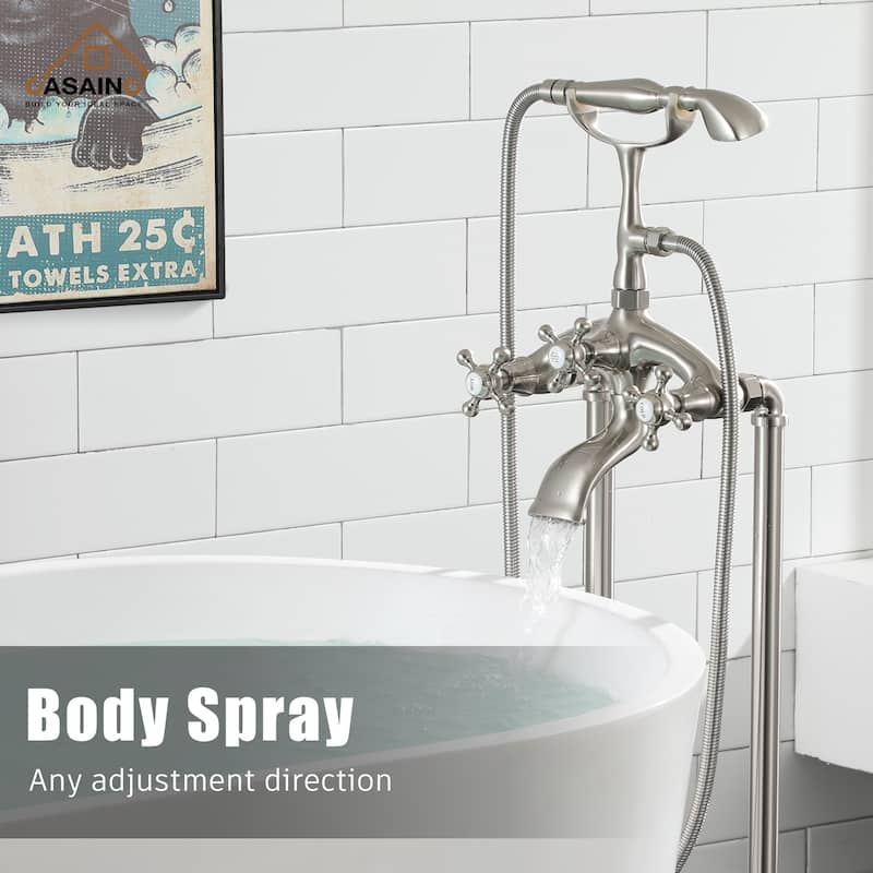 CASAINC 2-Function Free Standing Bathtub Faucet with 360 Degree Swivel Spout