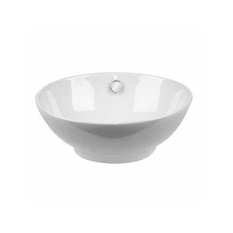 Watts White Ceramic Porcelain 16.5" Round Above Counter Bathroom Small Vanity Vessel Sink with Overflow Renovators Supply