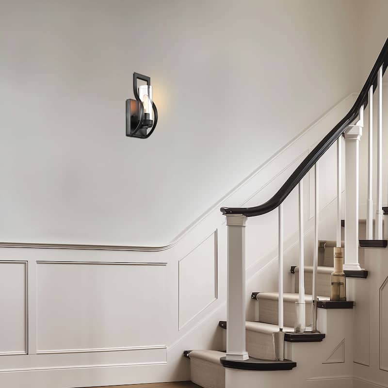 Anastasia 1 Light Wall Sconce with Clear Glass Shade and Curved Frame