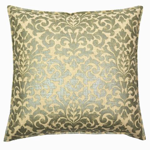 Jiti Indoor Traditional Metallic Damask Patterned Natural Linen Square Throw Pillows 12 x 20