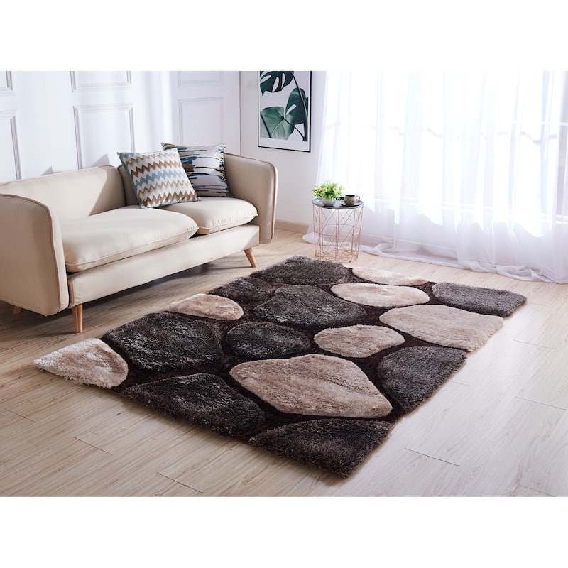 Mateos Shag Collection Stone Area Rug