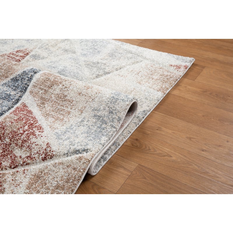 Vlora Collection Modern Abstract Geometric Triangle Multi-color Area Rug