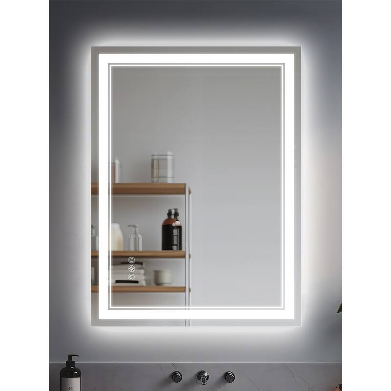 Durx-litecrete Inch Bathroom Vanity Mirror with Dual LED Light Strips