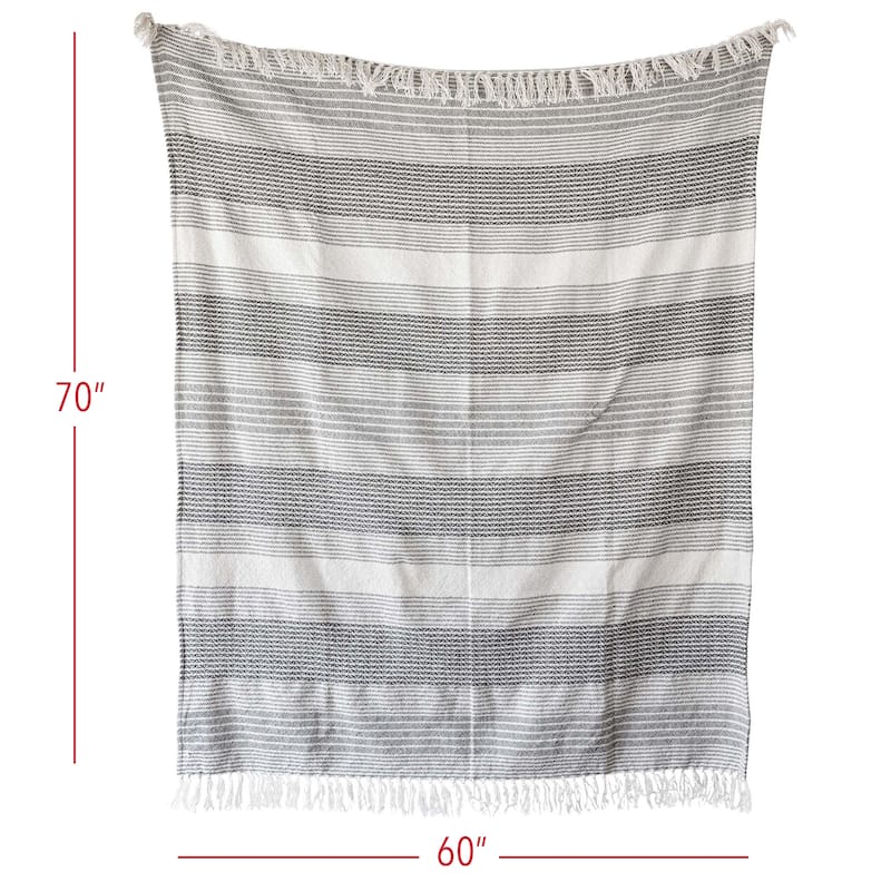 Foreside Home & Garden Striped Outdoor Picnic Blanket Gray Polyester