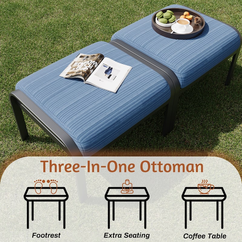 EROMMY Patio Set: 360° Swivel Rockers, Sofa, Ottomans & Table – Outdoor Conversation Set for Poolside, Garden & Deck