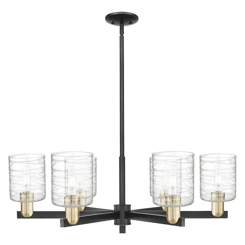 Innovations Lighting Endless Possibilities Arcadia - Cobbleskill - 6 Light 35" Stem Hung Chandelier - Deco Swirl/Black Antique Brass