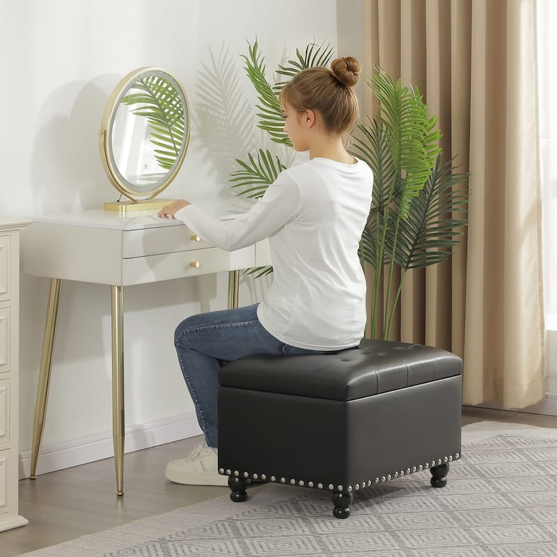 Adeco High End Classy Tufted Storage Ottoman Bench Footstool