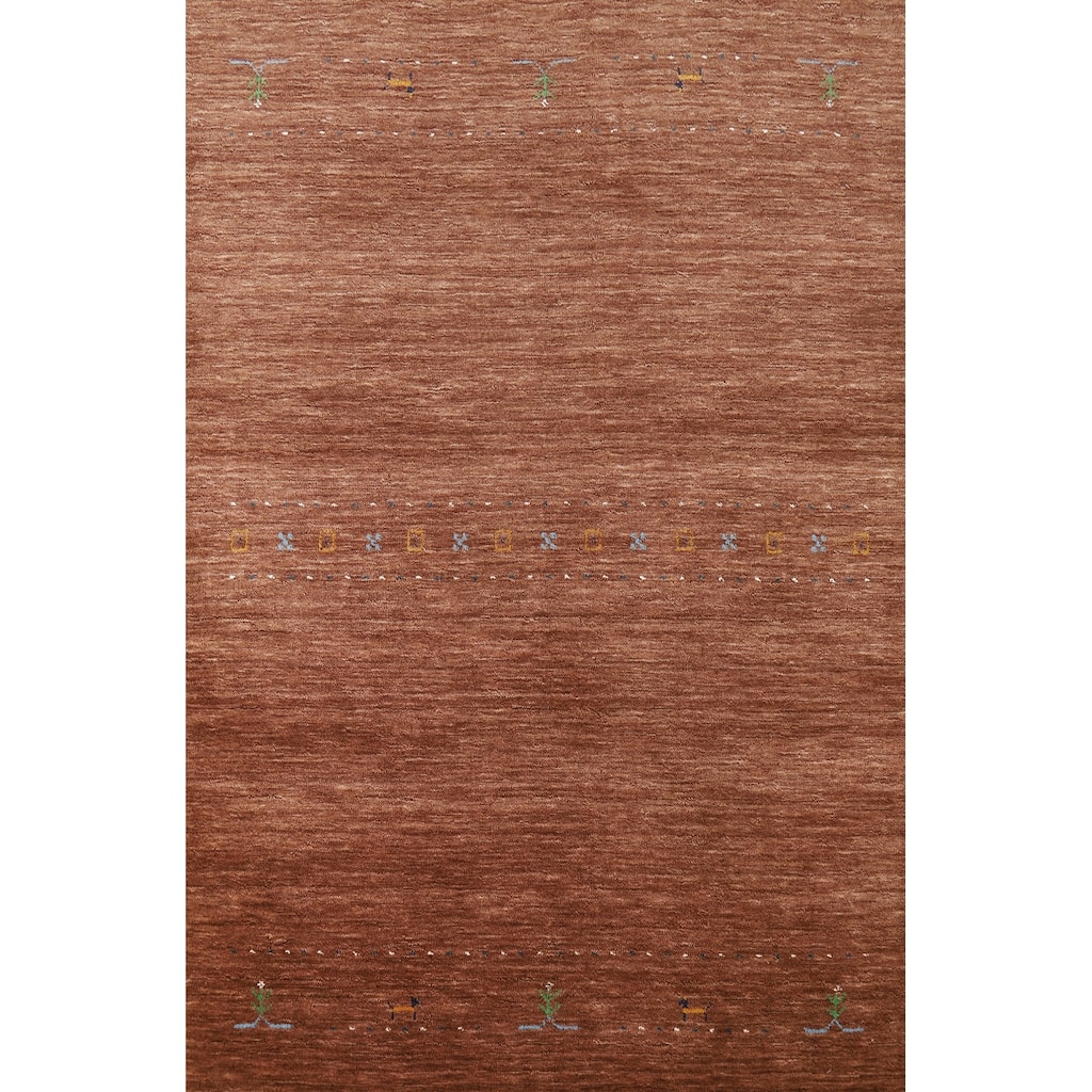 Hand Knotted Oriental 100% Wool Carpet Tribal Tribal Brown Gabbeh Area Rug - 5' 10'' X 4' 0''