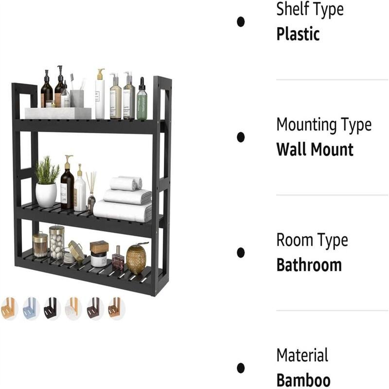 Bathroom Shelf 3-Tier Wall Mount Storage - 5.91"D x 23.62"W x 21.26"H