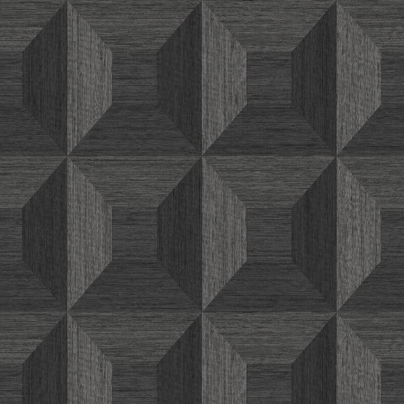 Seabrook Designs Squared Away Geometric Embossed Vinyl Unpasted Wallpaper - 27 in. W x 27 ft. L - Ebony