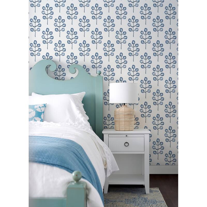 Chesapeake Plum Tree Blue Botanical Wallpaper