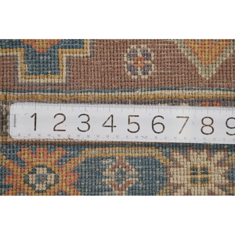 Geometric Brown Kazak Runner Rug Handmade Wool Carpet - 2'10" x 8'4"