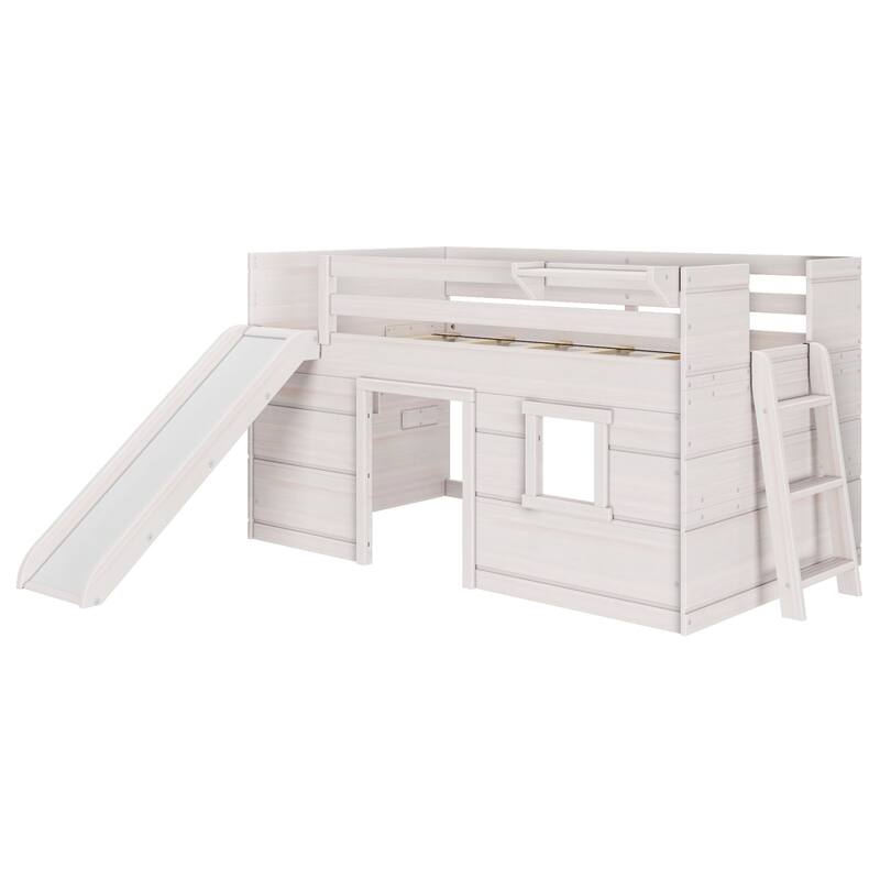 Max and Lily Farmhouse Twin Low Loft with Slide