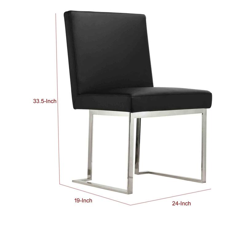 Chrome/Black Faux Leather Upholstered Metal Frame Dining Chair, Set of 2, Sturdy Dining Chair for Dining Rooms - 22.75