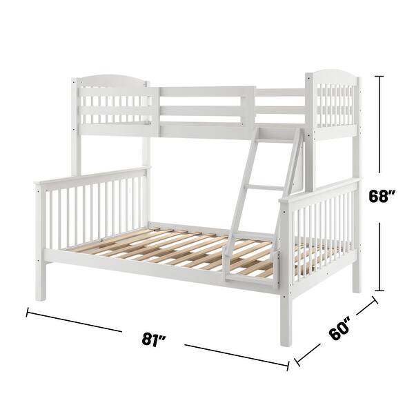 dimension image slide 2 of 4, Slat Design Twin over Full Bunk Bed with Angled Ladder in Dark Walnut
