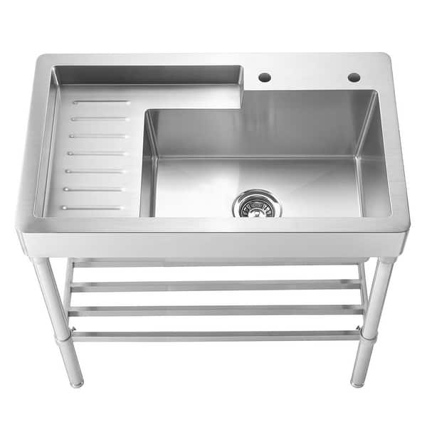 Stainless Steel Utility Kitchen Sink with Cabinet,Outdoor Sink  Station,Single/Double Bowl Kitchen Sink Cabinet,Laundry Sink with  Cabinet,with Pull-Out