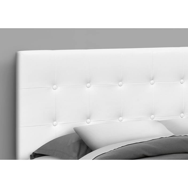 Queen Size Upholstered Headboard, White Leather Look