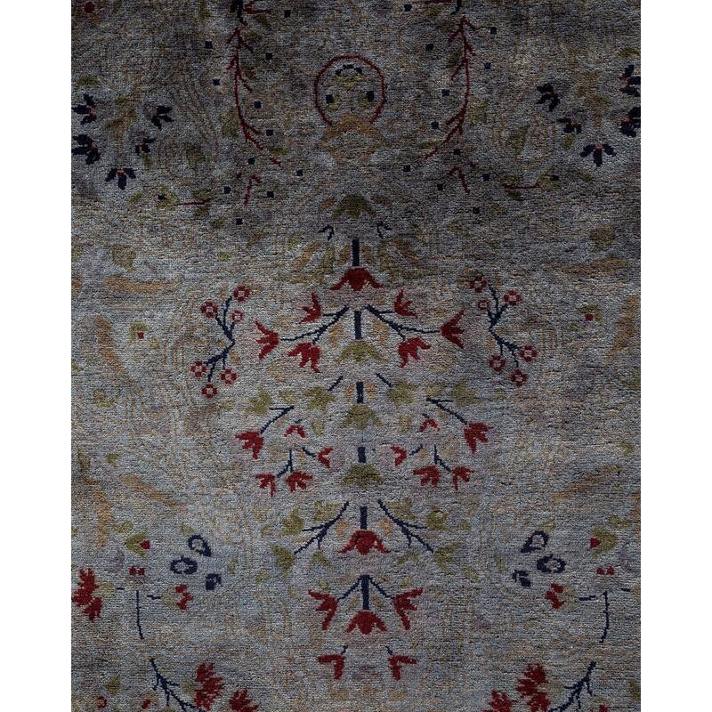 Overton Hand Knotted Wool Vintage Inspired Modern Contemporary Overdyed Gray Area Rug - 8' 1" x 10' 7"