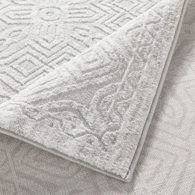 TOWN & COUNTRY LUXE Maya Medallion Tile Neutral Indoor Area Rug with High-Low Texture