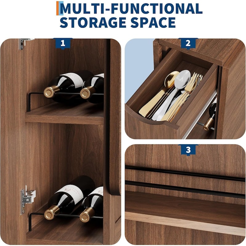 Folding Kitchen Dining Table with Drawer and Storage and Wheels for Kitchens, Apartments (Only Table)