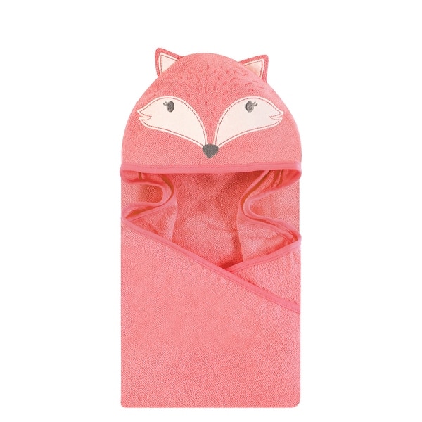 slide 1 of 1, Hudson Baby Infant Girl Cotton Animal Face Hooded Towel, Miss Fox, One Size - Miss Fox - One Size One Size - Miss Fox