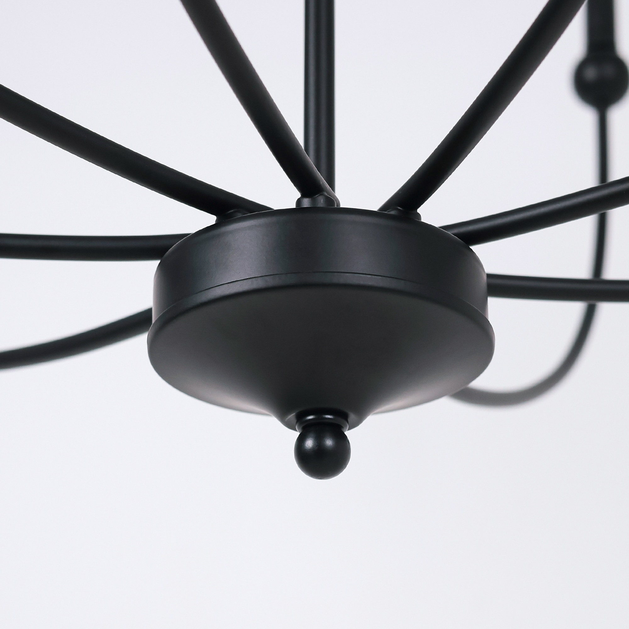 LALUZ Modern Farmhouse 12-Light Black Wheel Chandelier Classic