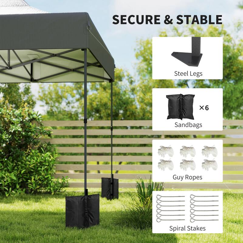 Outsunny 10 x 20 ft Pop Up Canopy Tent, Heavy Duty UPF50+ Outdoor Portable Instant Canopy Shelter with Wheeled Carry Bag