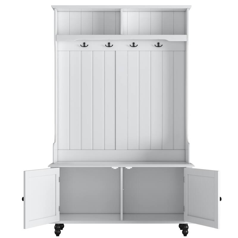 40'' Entryway Bench 3-in-1 Design with 4 Hooks, Coat Hanger and Storage Bench