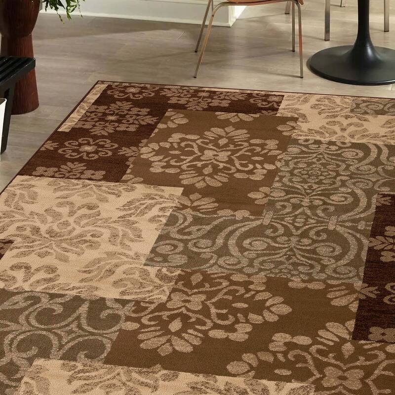 Superior Floral Geometric Blocks Power-Loomed Indoor Area Rug