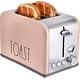 preview thumbnail 26 of 28, Rae Dunn Toaster, Stainless Steel 2 Slice Square Toaster, Wide Slot with 5 Browning Levels, with Bagel, Defrost Blush