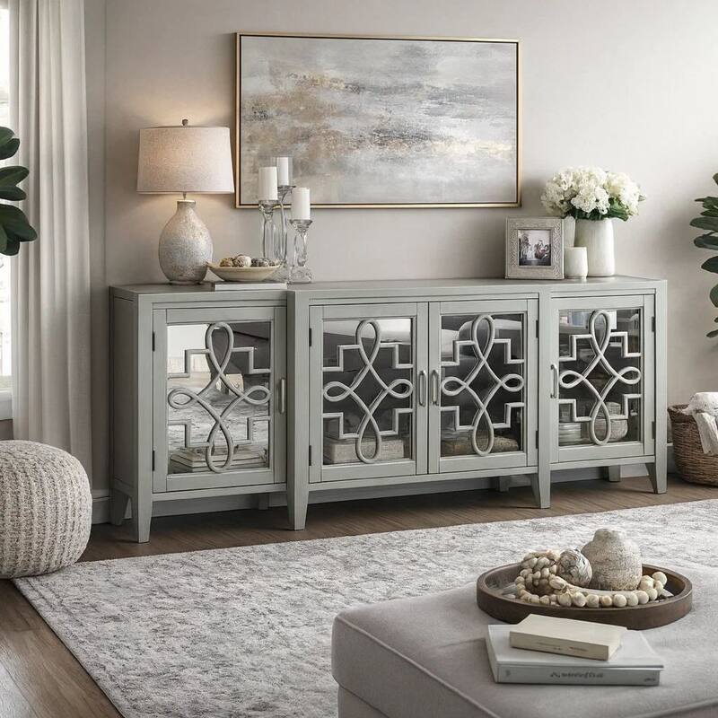 Grand Kacia Console Table, Antique Gray