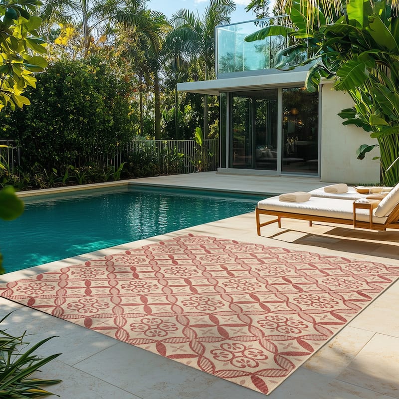 Gertmenian Paseo Niala Medallion Moroccan Tile Polypropylene Flatweave Indoor/ Outdoor Area Rugs