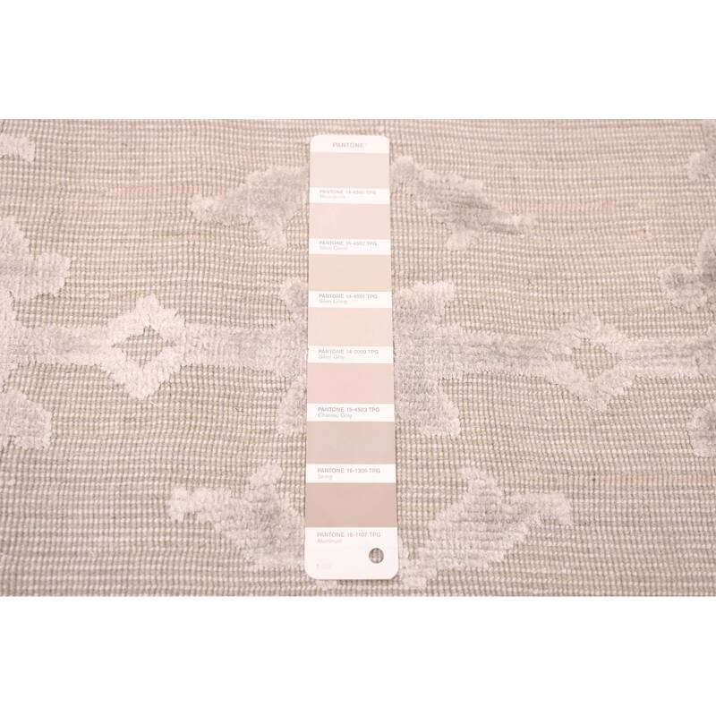 ECARPETGALLERY Hand Loomed Elysian Light Grey Viscose, Wool Rug - 8'3 x 9'9