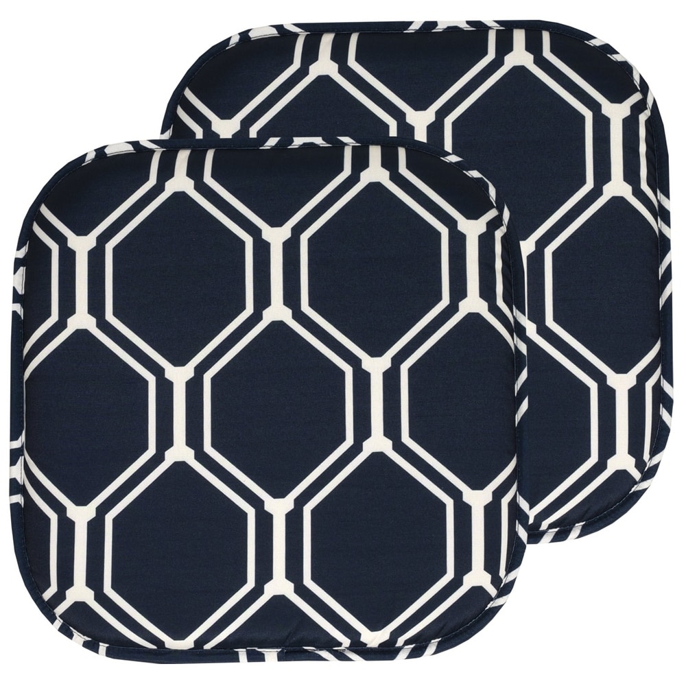 Sweet Home Collection Mirage Hexagonal Memory Foam Non Slip Back Chair Pad Cushion 16" x 16"