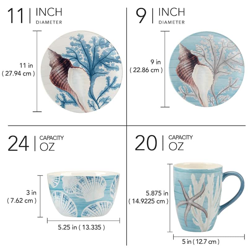 Certified International Beyond the Shore 16-piece Dinnerware Set, Service for 4
