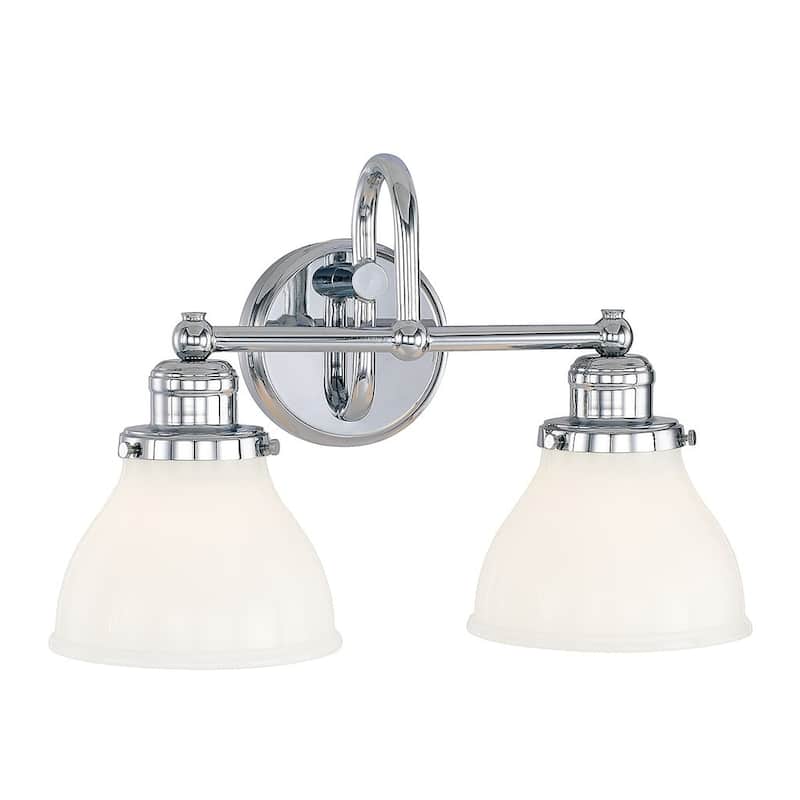 Baxter 2-light Bath/Vanity Light w/ Milk Glass - Chrome