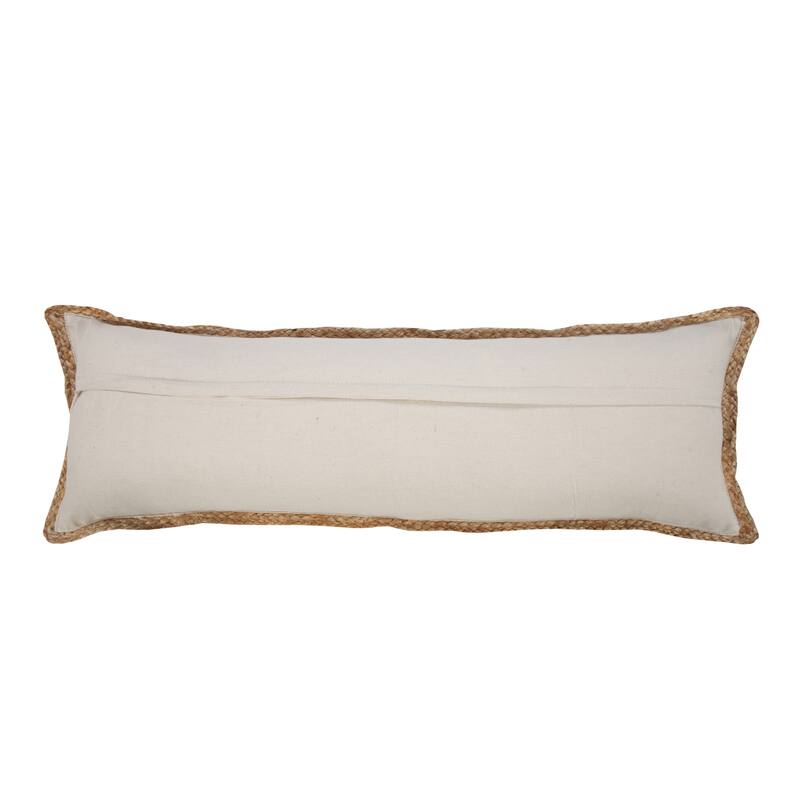 Sevita Coral Pink and White Striped Jute Bordered Throw Pillow