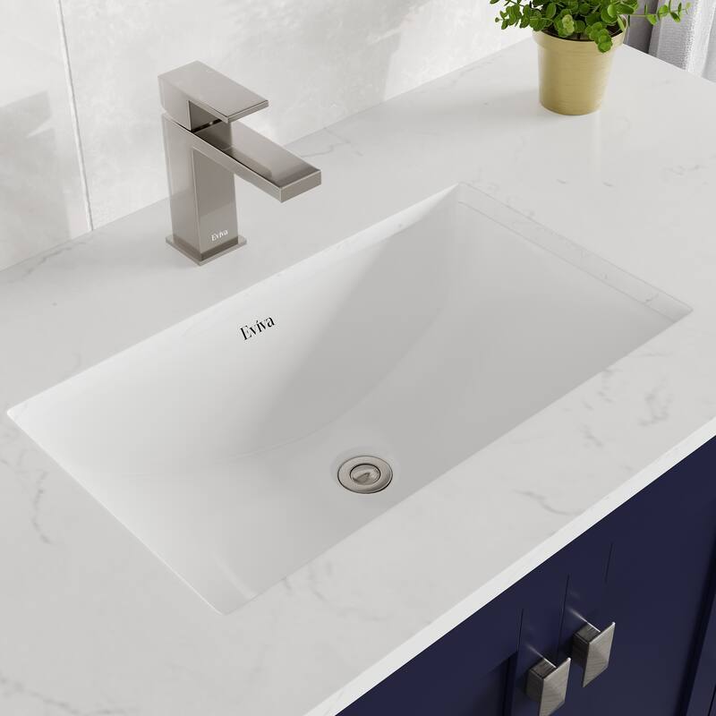 Eviva London 42"W Bath Vanity with Carrara Quartz Top & Undermount Sink