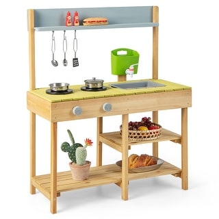 Costway Outdoor Mud Kitchen Set Fir Wood Kids Play Set with Removable - See Details