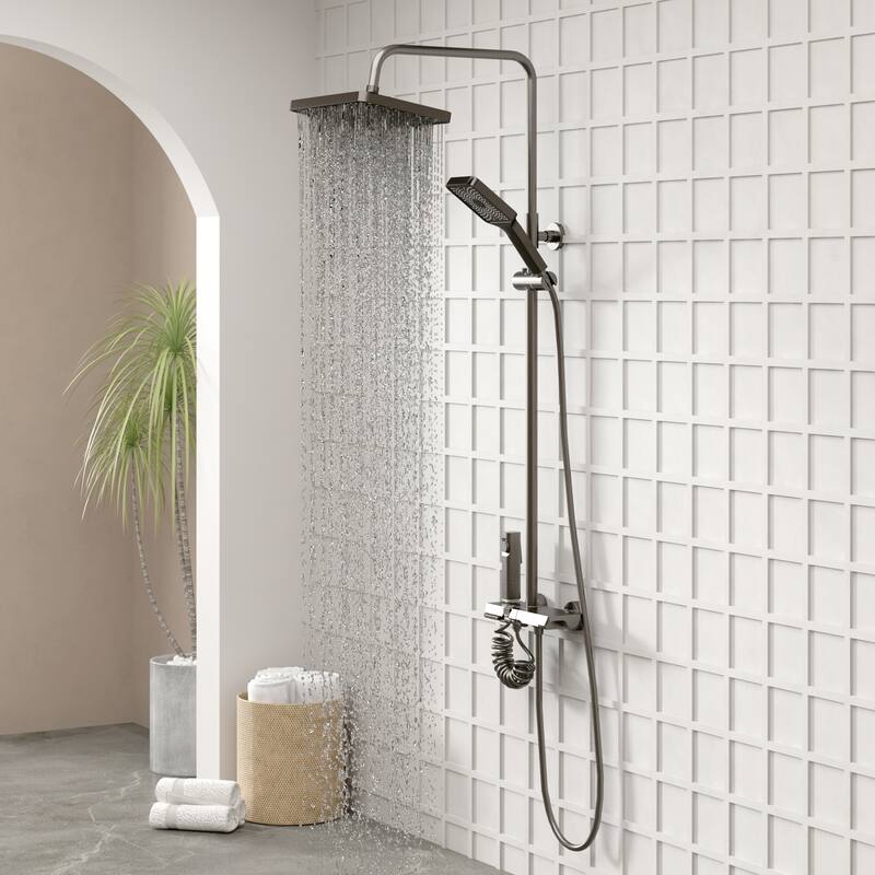 Rain Shower System Set,Led Digital Temperature Display,Waterfall Spout