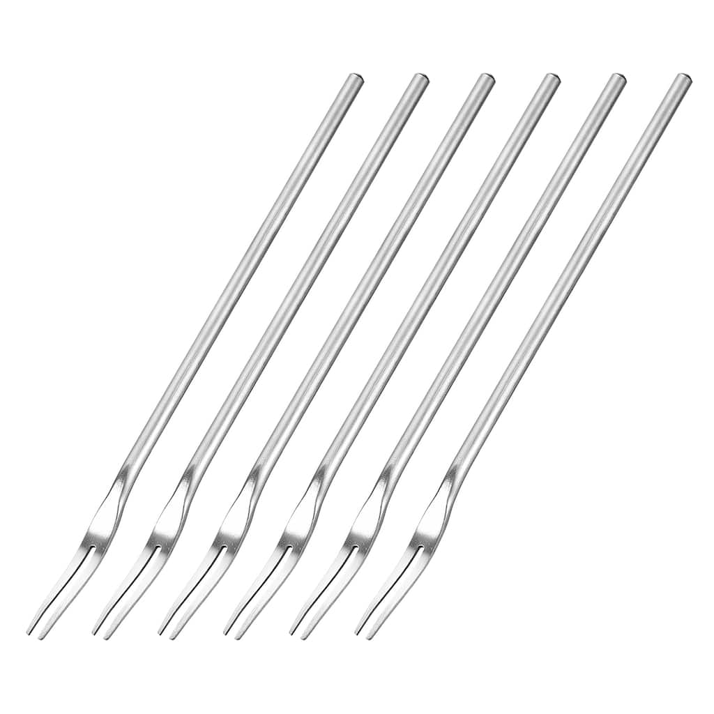 6Pcs Stainless Steel Fruit Forks, 8.66" Salad Fruit Tasting Forks for Birthday - Silver Tone