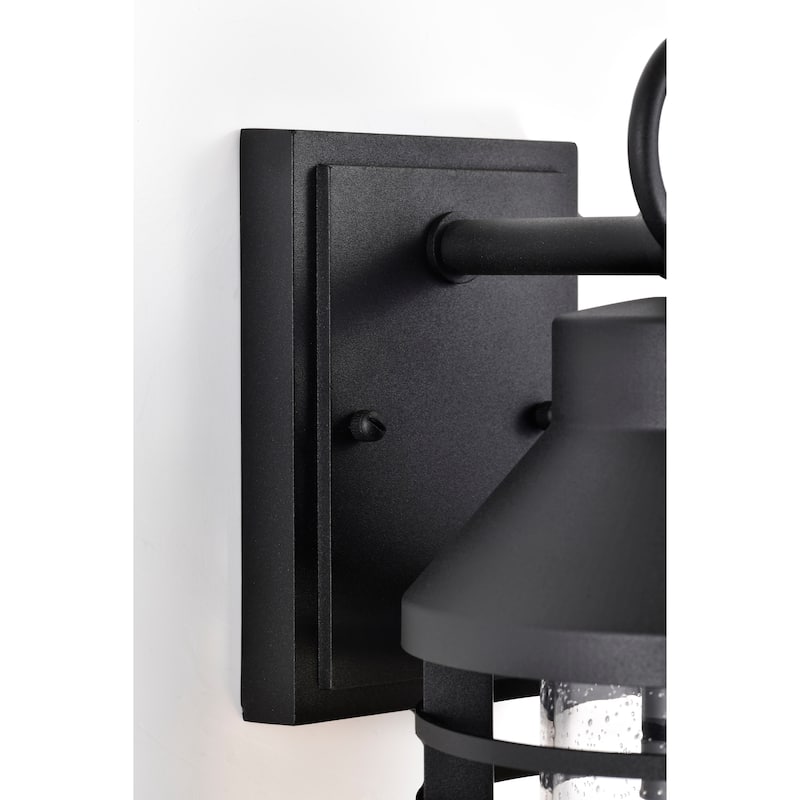 Wilton 1 Light Medium Wall Lantern Matte Black with Clear Seeded Glass