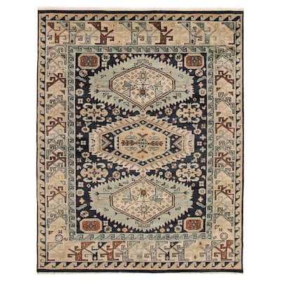ECARPETGALLERY Hand-knotted Jules Serapi Dark Navy Wool Rug - 7'11 x 10'0