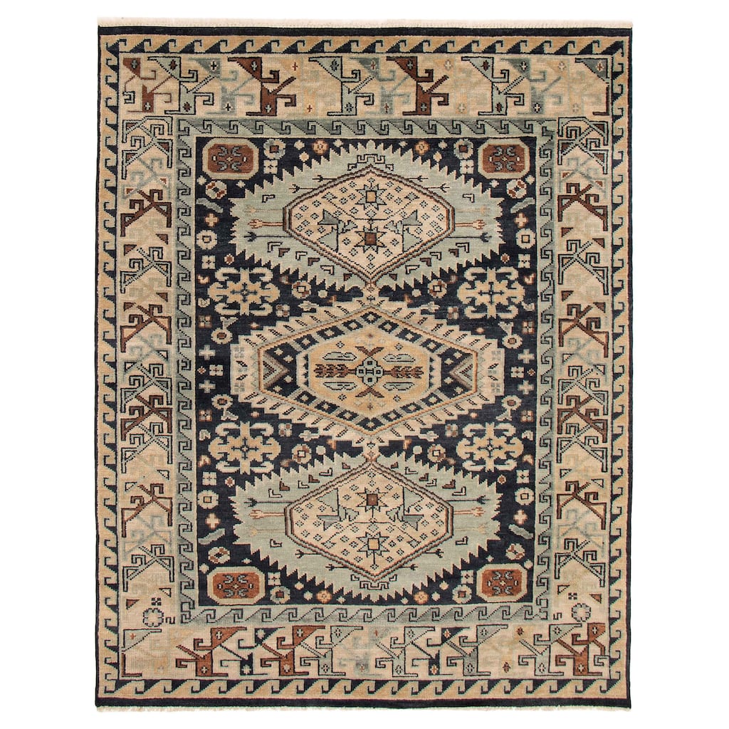 ECARPETGALLERY Hand-knotted Jules Serapi Dark Navy Wool Rug - 7'11 x 10'0