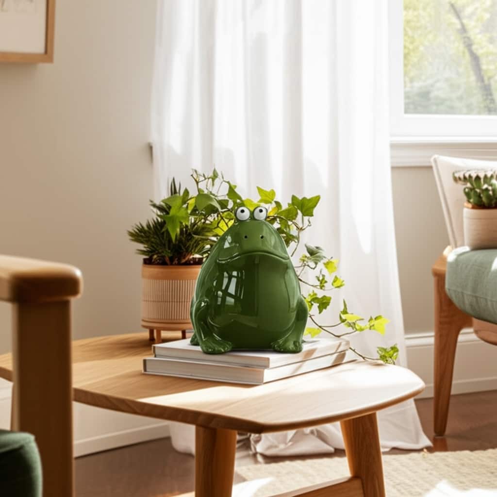 Decorative Frog Design Candle - Whimsical Scented Candle - 7", Green - 6.5"