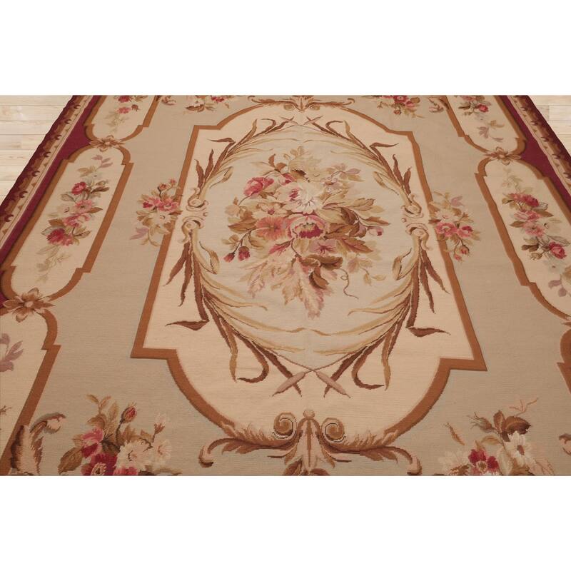 7x9'11'' Hand Woven Wool Ivory French Aubusson European Classic Rug - 7' x 9' 11''
