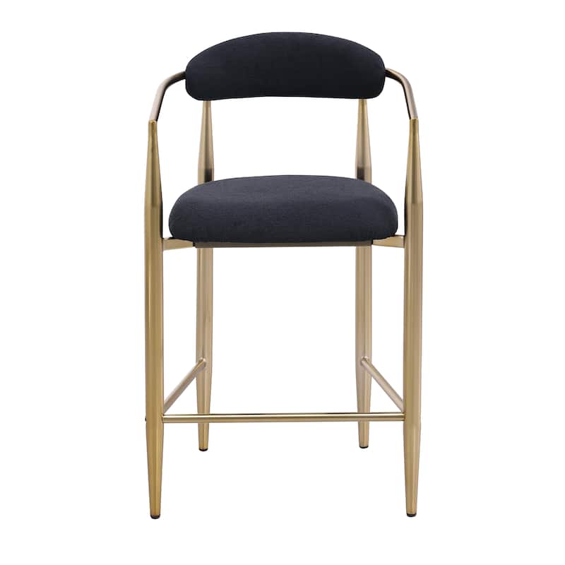Modern Set of 2 Bar Stools with Armrests Cushioned Seat and Metal Frame for Dining Room Living Room and Bedroom