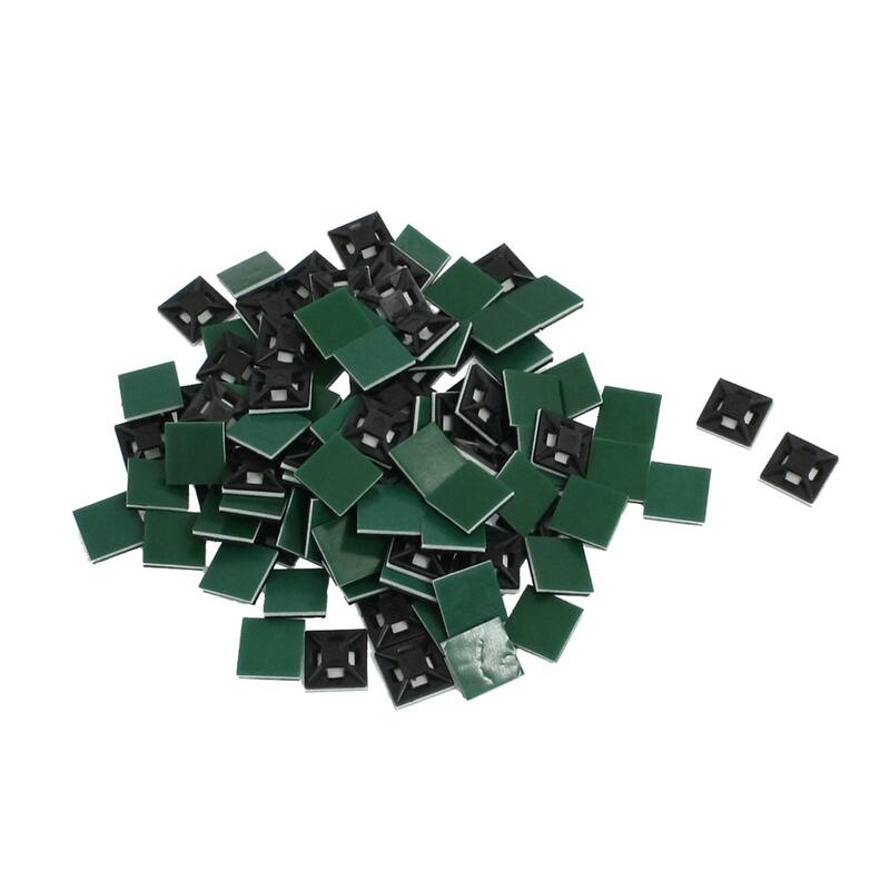 100 Pcs Black Hard Plastic Sticky Base Cable Tie Fixed Holder