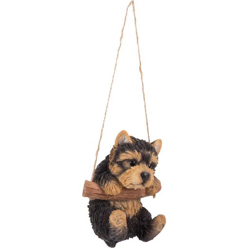 5.5" Yorkshire Terrier Puppy Hanging Outdoor Garden Statue