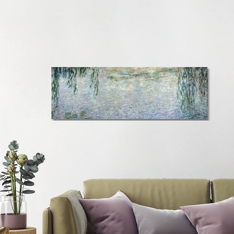 iCanvas "Waterlilies - Morning with Weeping Willows, detail of the central section, 1915-26 " by Claude Monet Canvas Print - 16x48x1.5